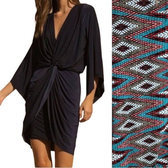 Misa Los Angeles | Teget Twist Front Bell Sleeve Mini Dress Size S - Picture 6 of 6